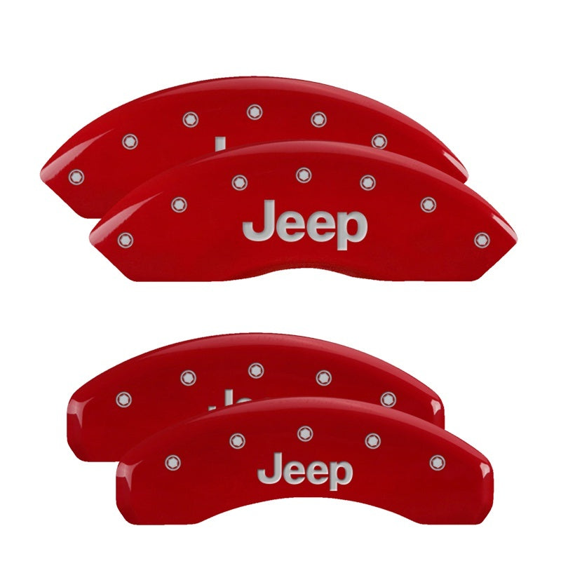 MGP Caliper Covers 4 Logo - MGP 4 Caliper Covers Engraved Front & Rear Jeep Red Finish Silver Char 2019 Jeep Wrangler
