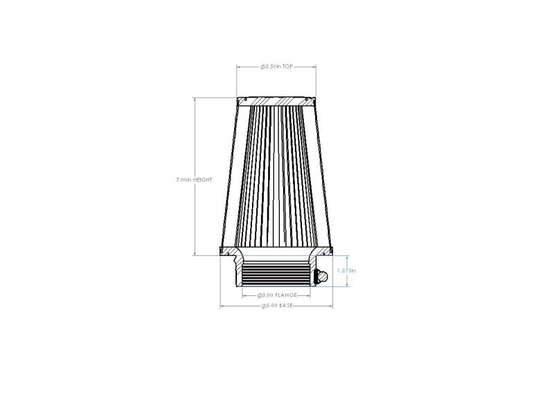 AFE Universal D2 Dura Dry Air Filter - aFe POWER Universal Clamp-On Air Filter w D2 Dura-Dry Media 3in F x 5in B x 3-1/2in T x 7in H