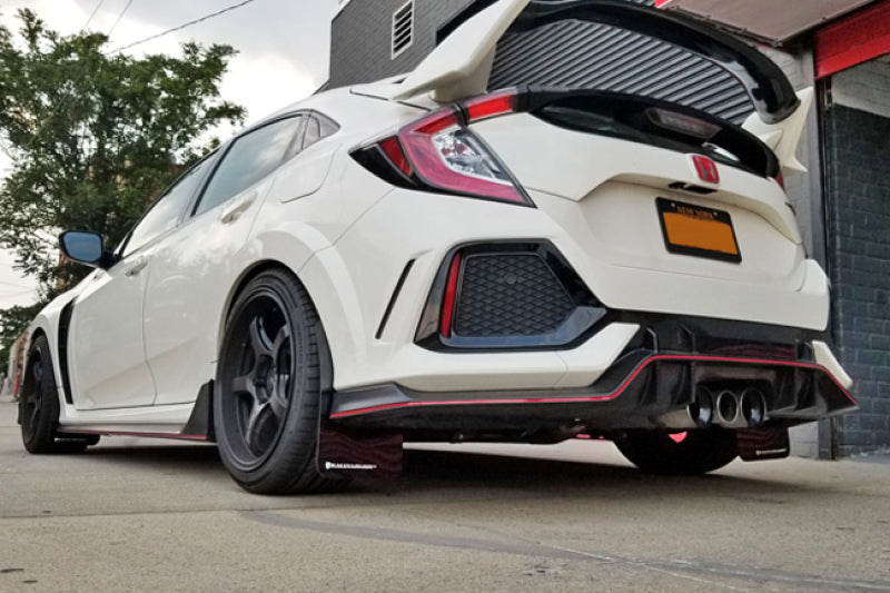 RAL UR Blk Flap/Rd Logo - Rally Armor 17-22 Honda Civic Type R Black Mud Flap Red Altered Font Logo