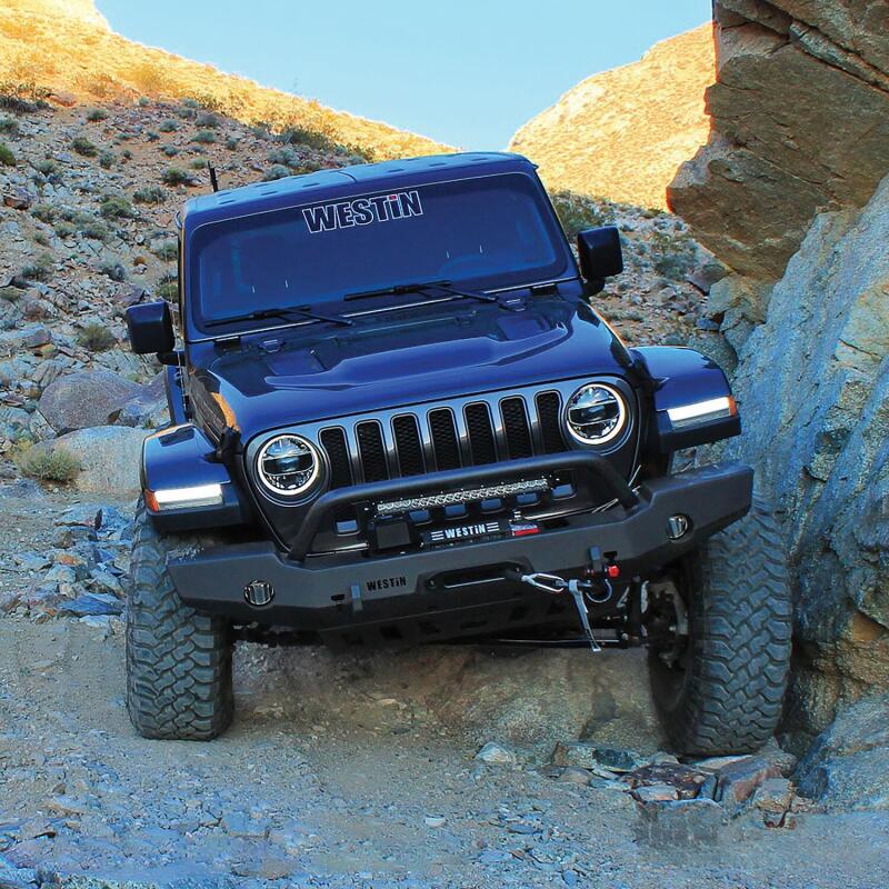 WES WJ2 Bumpers - Westin 18-19 Jeep Wrangler JL WJ2 Full Width Front Bumper w/Bull Bar Textured Black