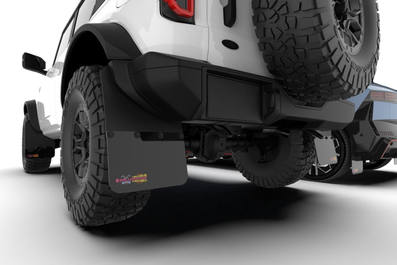 RAL BCE Black Flap / Pink Logo - Rally Armor 21-25 Ford Bronco RB-PL Running Board-Plastic Rear Bumper Black Mud Flap BCE Pink Logo