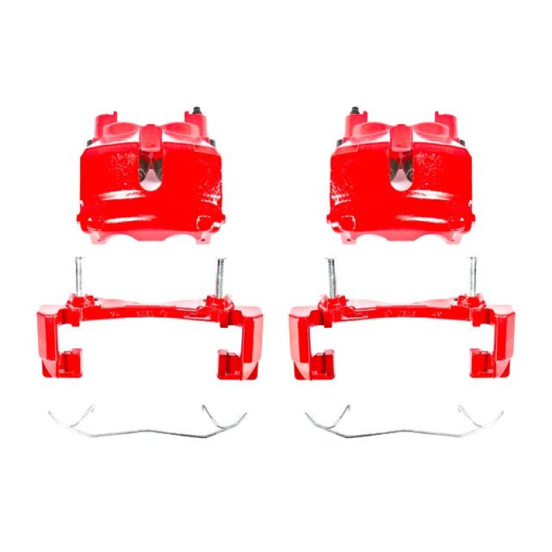 PSB Red Calipers - Power Stop 99-02 Jeep Grand Cherokee Front Red Calipers w/Brackets - Pair