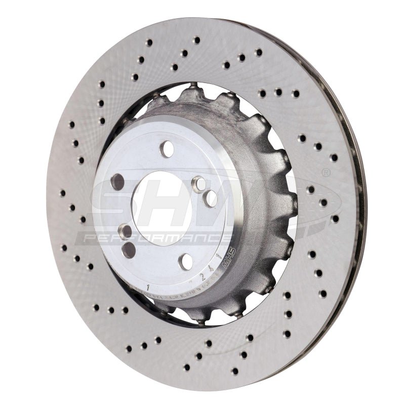 SHW Drilled Lightweight Rotors - SHW 15-18 BMW X5 M 4.4L Left Rear Cross-Drilled Lightweight Brake Rotor (34212284903)