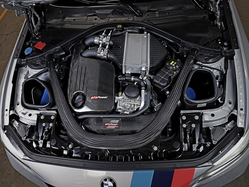 AFE Track Series Intake - aFe Track Series Stg 2 Carbon Fiber Intake w/Pro 5R Media 15-20 BMW M3/M4(F80/82/83) L6-3.0L(tt) S55