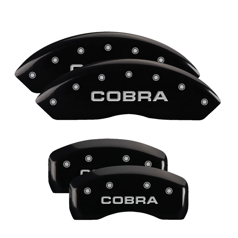 MGP Caliper Covers 4 Logo - MGP 4 Caliper Covers Engraved Front & Rear Cobra Black finish silver ch