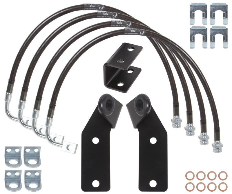 CLI Brake Lines - Carli 07-17 Jeep Wrangler Extended Brake Lines Guides And E-Brake Drop Bracket
