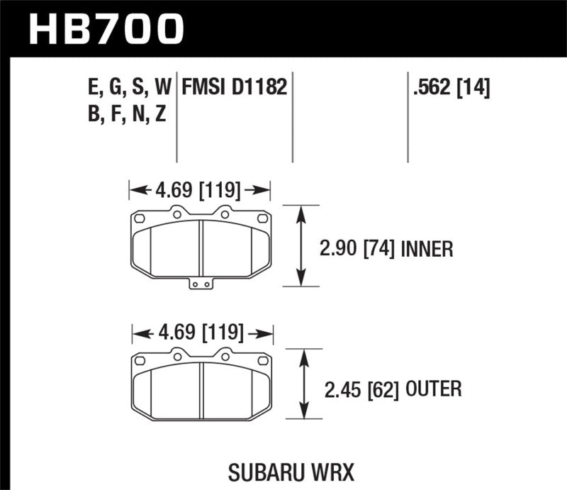 HAWK HPS Brake Pad Sets - Hawk 06-07 Subaru WRX HPS Street Brake Pads