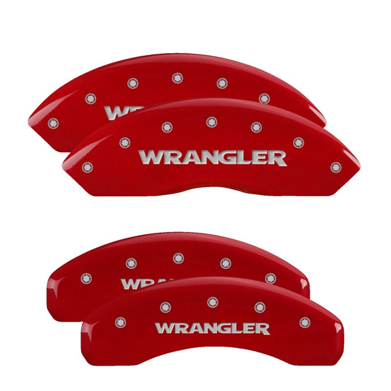 MGP Caliper Covers 4 Logo - MGP 4 Caliper Covers Engraved Front & Rear Wrangler Red Finish Silver Char 2019 Jeep Wrangler