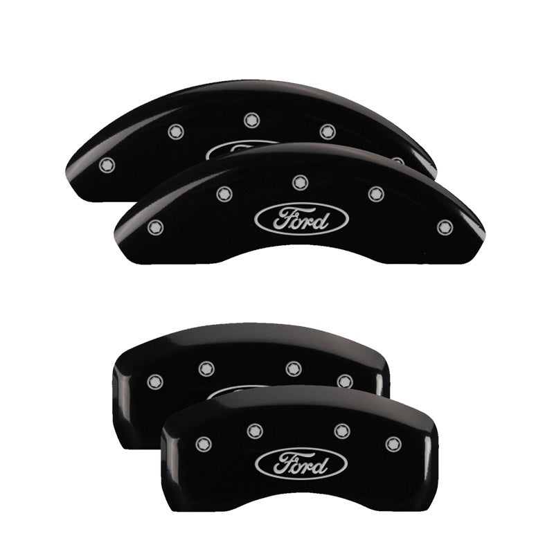 MGP Caliper Covers 4 Logo - MGP 4 Caliper Covers Engraved Front & Rear Ford Oval Black Finish Silver Char 21 Ford Bronco Sport