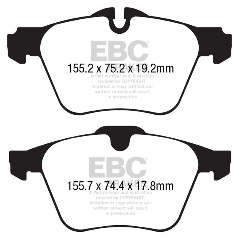 EBC Redstuff Brake Pad Sets - EBC 13+ Jaguar F-Type (Cast Iron Rotors Only) 3.0 Supercharged (340) Redstuff Front Brake Pads