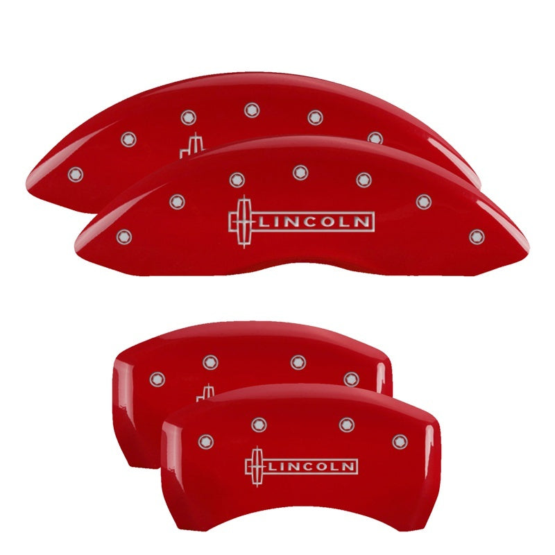 MGP Caliper Covers 4 Logo - MGP 4 Caliper Covers Engraved Front & Rear Lincoln Red finish silver ch