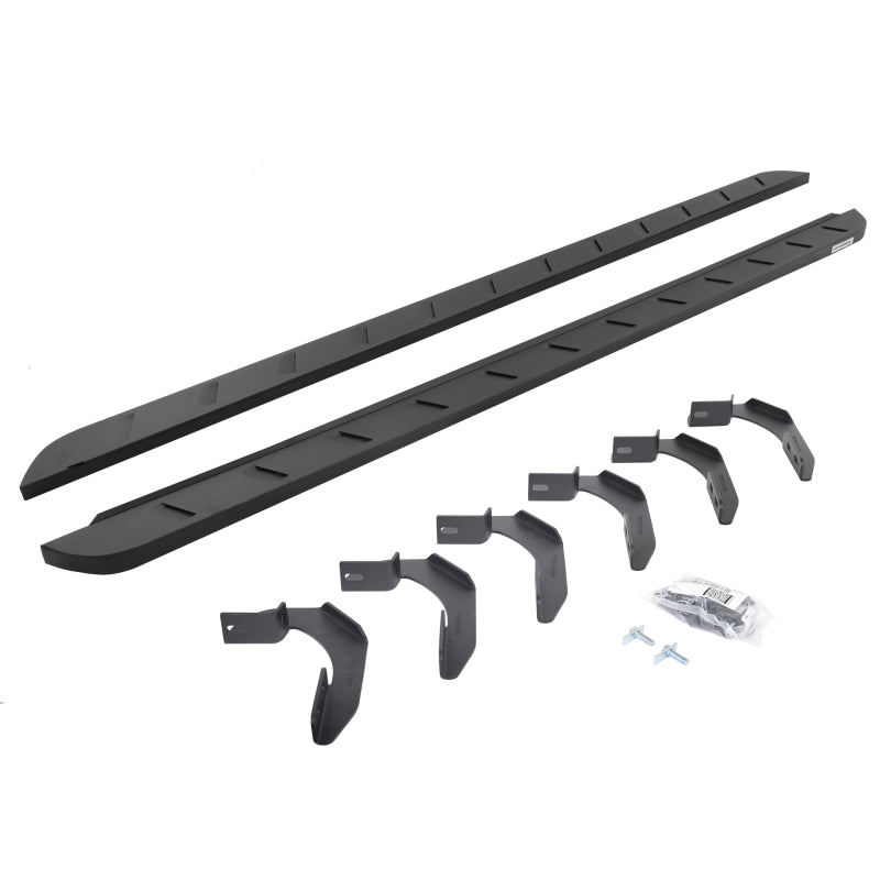 GOR RB10 Slim Running Boards - Go Rhino 04-14 Ford F-150 Super Crew 4DR RB10 Slim Running Boards Kit (Incl. Brackets) - Tex. Blk