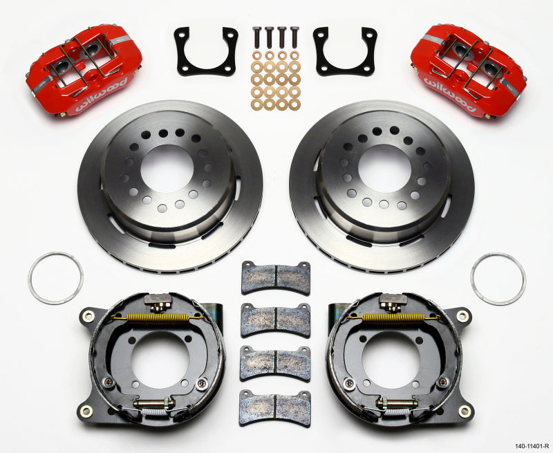WIL Dynapro Brake Kit - Wilwood Dynapro Low-Profile 11.00in P-Brake Kit - Red Chevy 12 Bolt Spcl 2.81in Offset