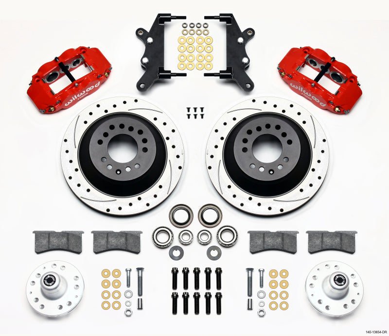 WIL Superlite Brake Kit - Wilwood Narrow Superlite 6R Frt Hub & 1PC Rtr Kit 12.88in Drilled -Red 60-68 Ford/Mercury Full Size