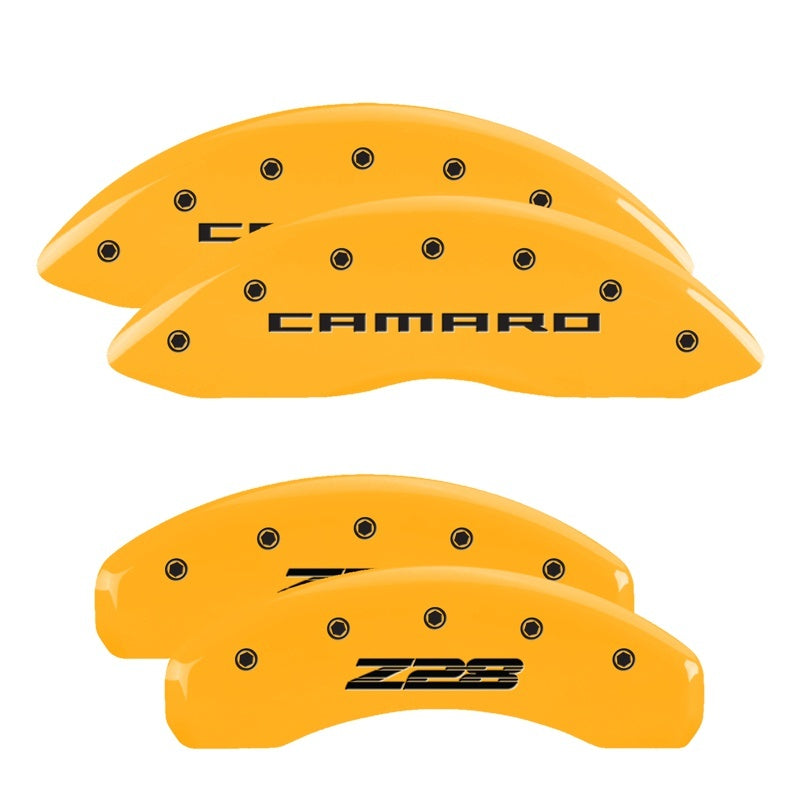 MGP Caliper Covers 4 Logo - MGP 4 Caliper Covers Engraved Front Gen 5/Camaro Engraved Rear Gen 5/Z28 Yellow finish black ch