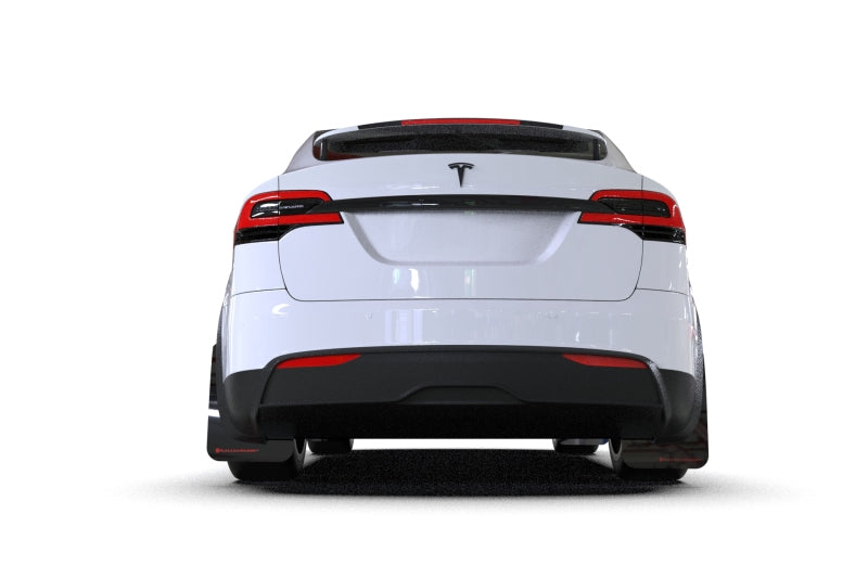 RAL UR Blk Flap/Met. Blk Logo - Rally Armor 22-26 Tesla Model X Black UR Mud Flap - Metallic Black Logo