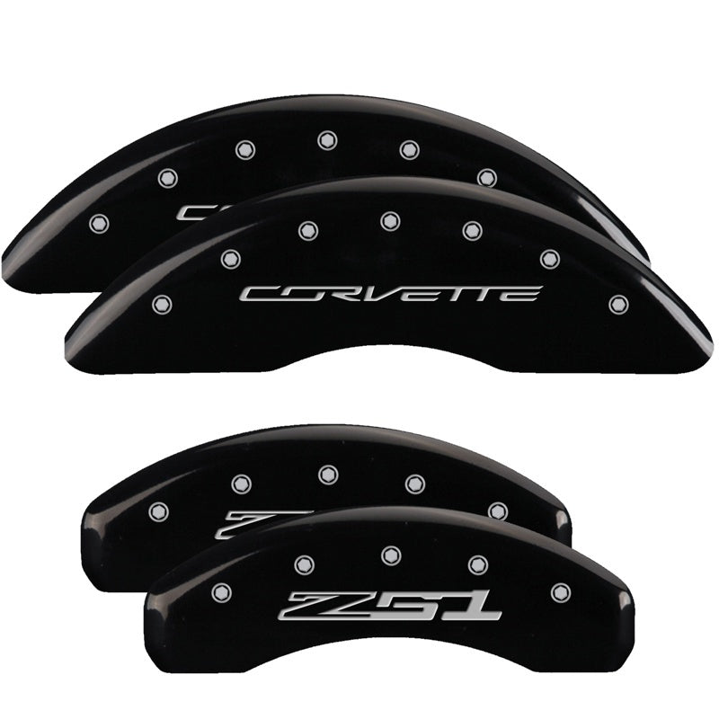 MGP Caliper Covers 4 Logo - MGP 4 Caliper Covers Engraved Front Corvette C7 Engraved Rear Z51/2015 Black finish silver ch