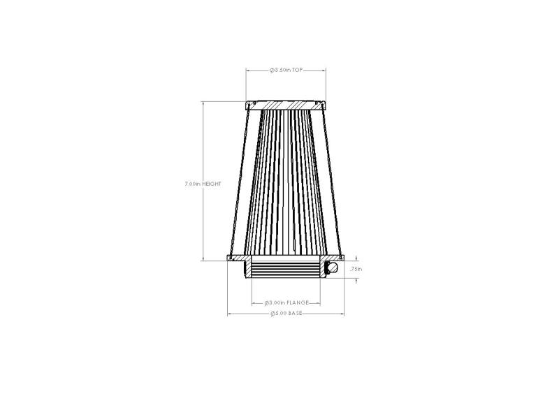 AFE Universal D2 Dura Dry Air Filter - aFe POWER Universal Clamp-On Air Filter w/ D2 Dura-Dry Media - 3in F x 5in B x 3-1/2in T x 7in H