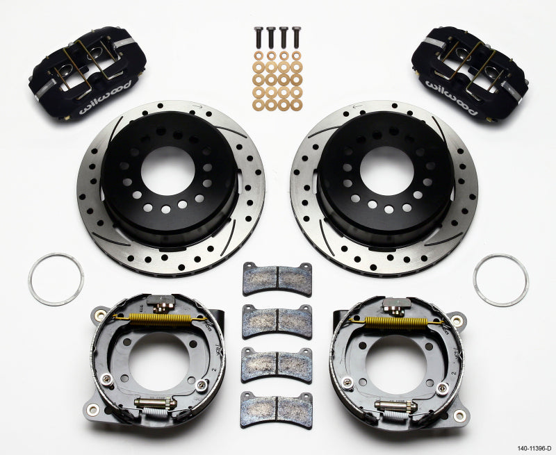 WIL Dynapro Brake Kit - Wilwood Dynapro Low-Profile 11.00in P-Brake Kit Drilled Ford 8.8 w/2.50in Offset-5 Lug