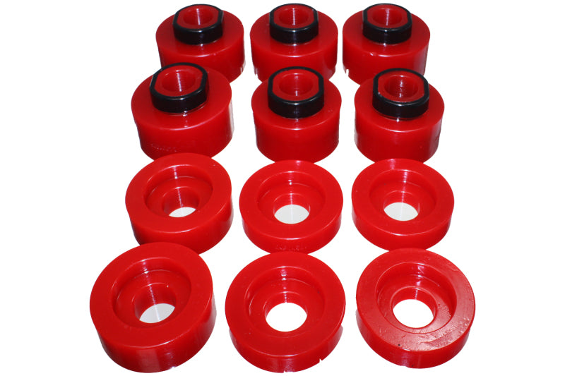 ES Body Mounts - Red - Energy Suspension 08-16 Ford F-250/F-350/F-450/F-550 Super Duty STD/Super Cab Red Body Mount Set