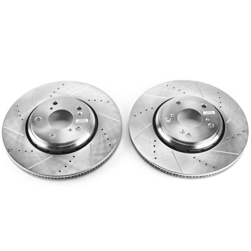 PSB Evolution Drill/Slot Rotor - Power Stop 17-18 Acura ILX Front Evolution Drilled & Slotted Rotors - Pair