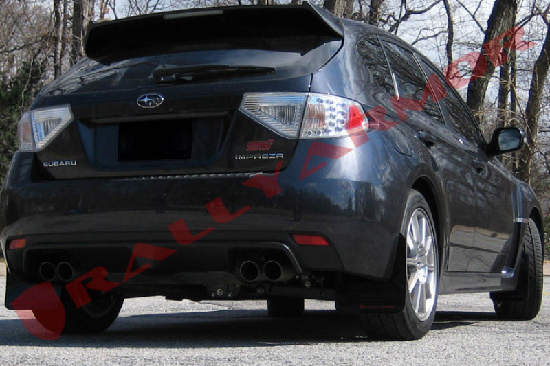 RAL UR Blk Flap/Rd Logo - Rally Armor 08-11 Subaru STI (Hatch Only) / 11-14 WRX (Hatch Only) Black UR Mud Flap w/Red Logo