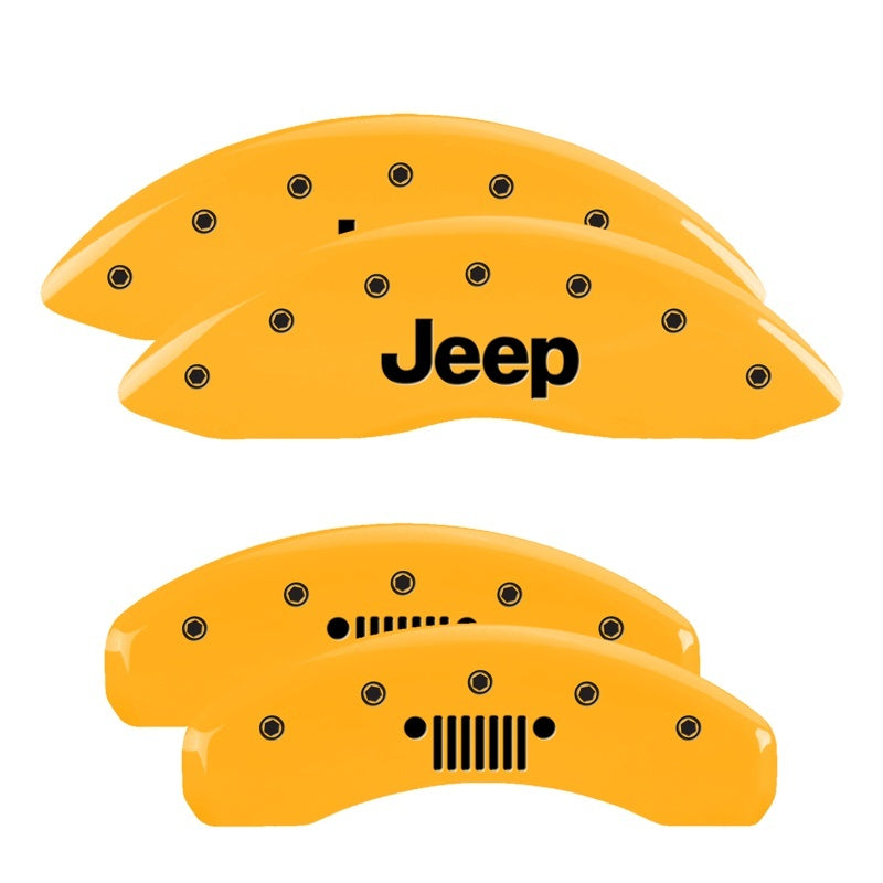 MGP Caliper Covers 4 Logo - MGP 4 Caliper Covers Engraved F&R 11-18 Jeep Grand Cherokee Yellow Finish Black Jeep/Grill Logo