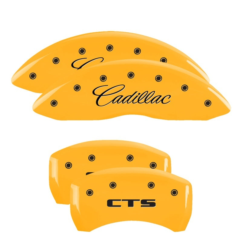MGP Caliper Covers 4 Logo - MGP 4 Caliper Covers Engraved Front Cursive/Cadillac Engraved Rear CTS Yellow finish black ch