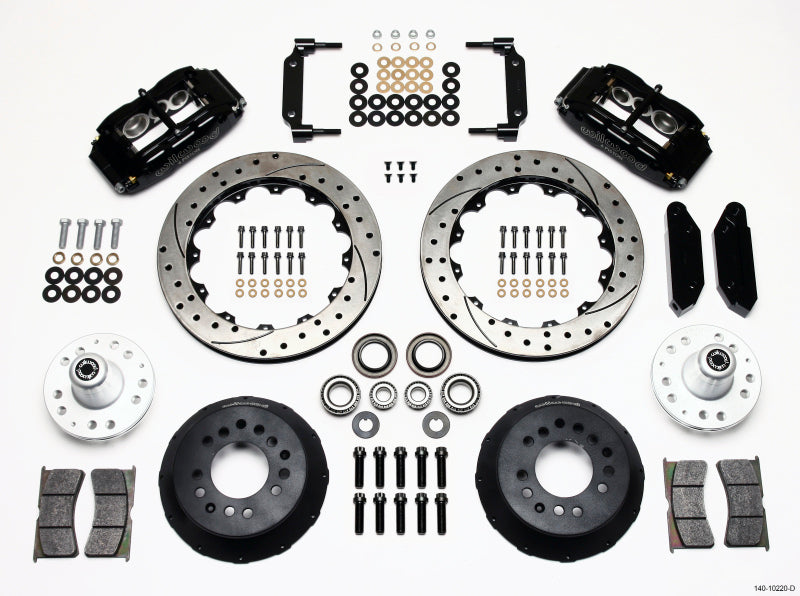 WIL Superlite Brake Kit - Wilwood Narrow Superlite 6R Front Hub Kit 12.88in Drilled 1970-1973 Mustang Disc Spindle