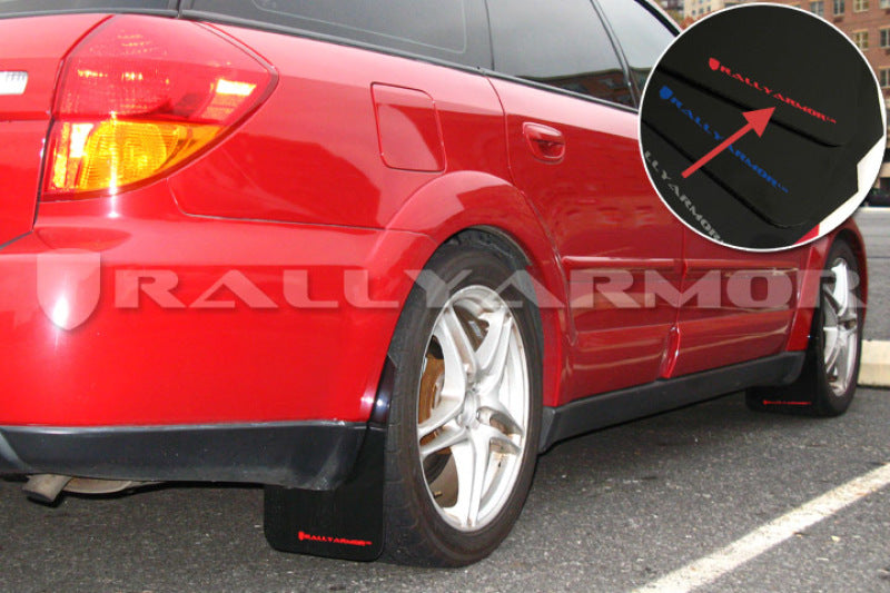 RAL UR Blk Flap/Rd Logo - Rally Armor 05-09 Subaru Legacy / Outback Black UR Mud Flap w/Red Logo