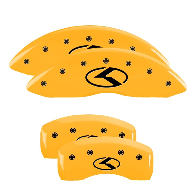 MGP Caliper Covers 4 Logo - MGP 4 Caliper Covers Engraved Front & Rear Circle K/Kia Yellow finish black ch