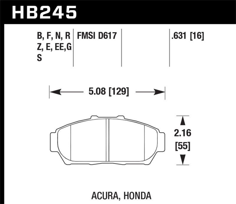 HAWK DTC-60 Brake Pad Sets - Hawk 94-01 Acura Integra (excl Type R)  DTC-60 Race Front Brake Pads