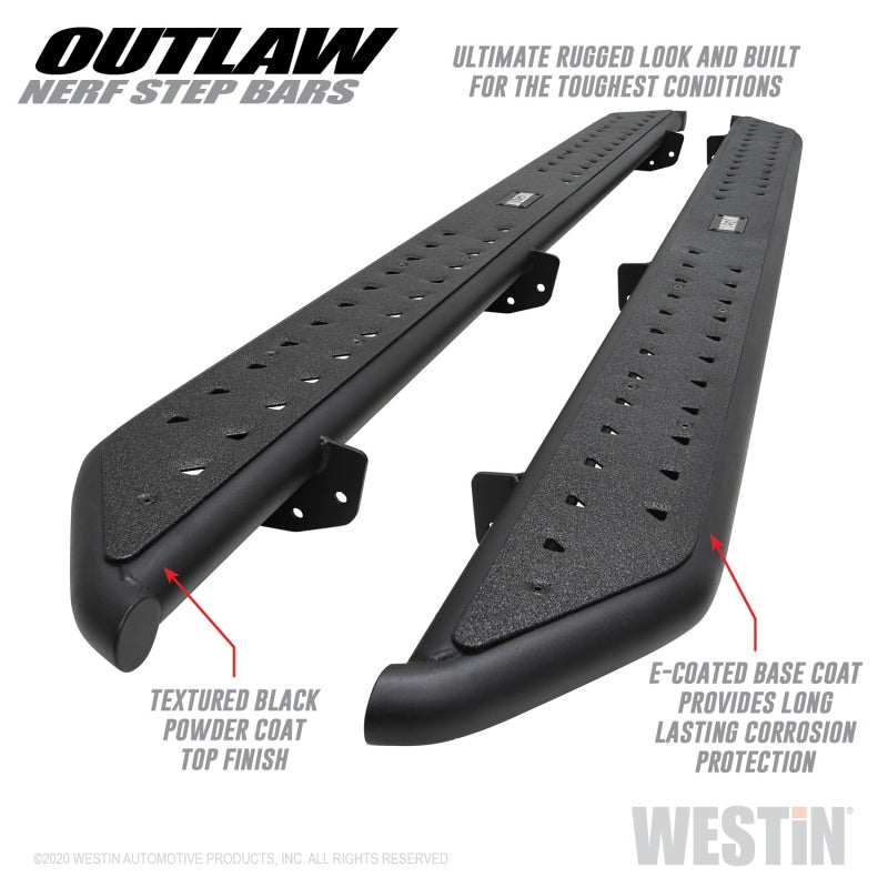 WES Nerf Bars - Outlaw - Westin 2020 Jeep Gladiator Outlaw Nerf Step Bars - Textured Black