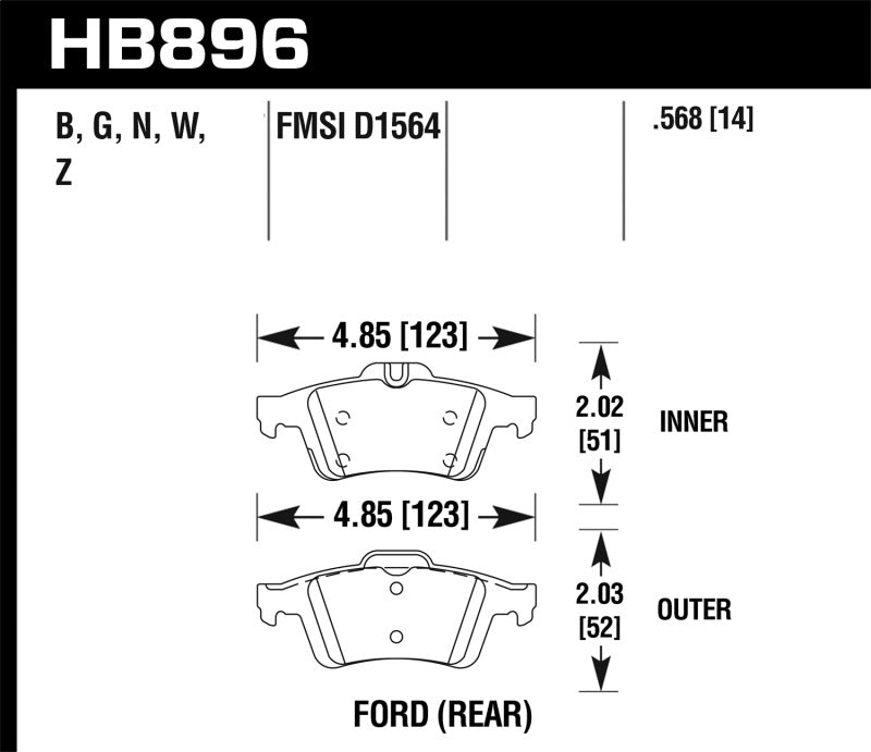 HAWK DTC-30 Brake Pad Sets - Hawk 16-18 Focus RS DTC-30 Rear Race Pads