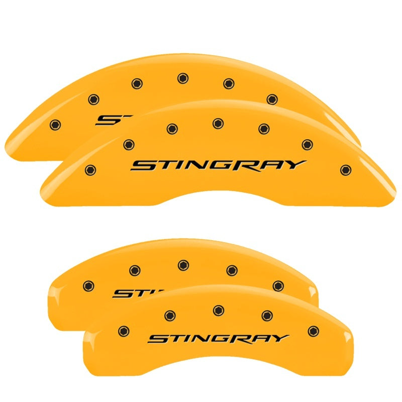 MGP Caliper Covers 4 Logo - MGP 4 Caliper Covers Engraved Front & Rear Stingray Yellow finish black ch