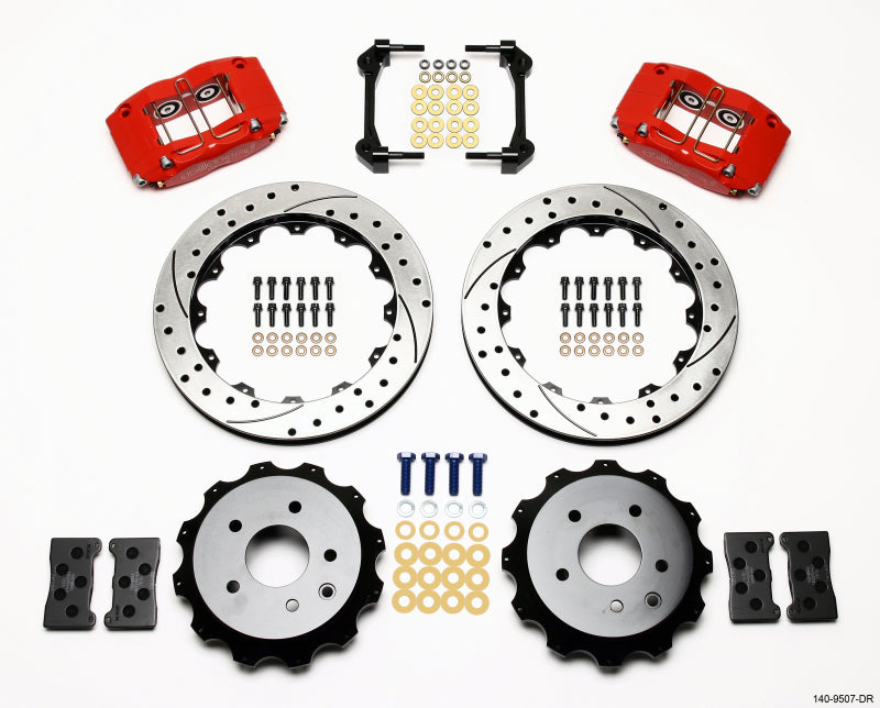 WIL Dynapro Brake Kit - Wilwood Dynapro Radial Rear Kit 13.00in Drilled Red Nissan 350Z/Fiti G35