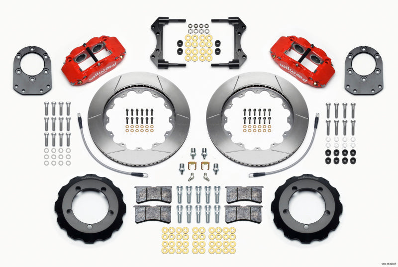 WIL Superlite Brake Kit - Wilwood Narrow Superlite 4R Front Hat Kit 14.00in Red 66-75 Ford Bronco Dana 30/44 w/Lines