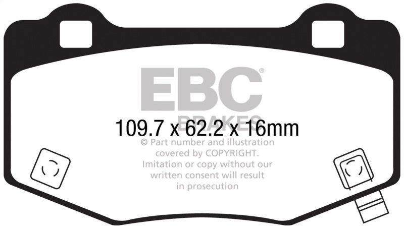 EBC Yellowstuff Brake Pad Sets - EBC 15-17 Ford Mustang Shelby GT350/GT350R Yellowstuff Rear Brake Pads