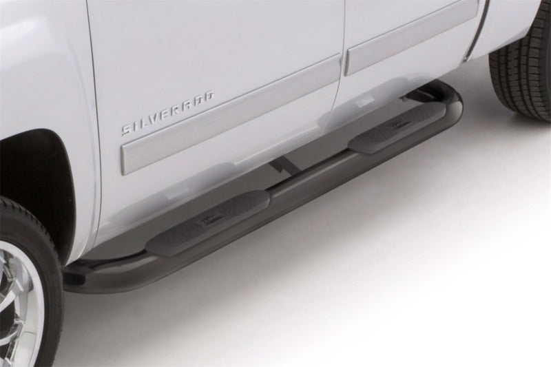 LND Nerf Bars - Black - Lund 03-09 Dodge Ram 2500 Quad Cab 4in. Oval Curved Steel Nerf Bars - Black
