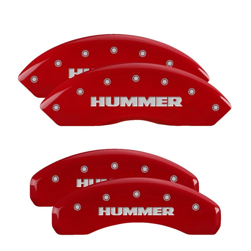 MGP Caliper Covers 4 Logo - MGP 4 Caliper Covers Engraved Front & Rear Hummer Red finish silver ch