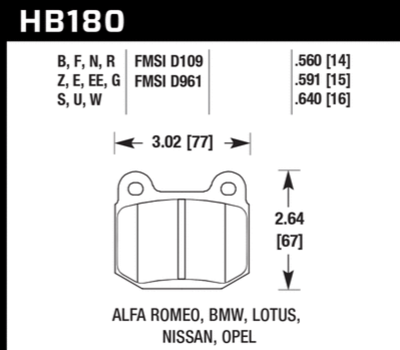 HAWK HPS 5.0 Brake Pad Sets - Hawk 1984-1986 Alfa Romeo GTV-6 2.5 HPS 5.0 Front Brake Pads