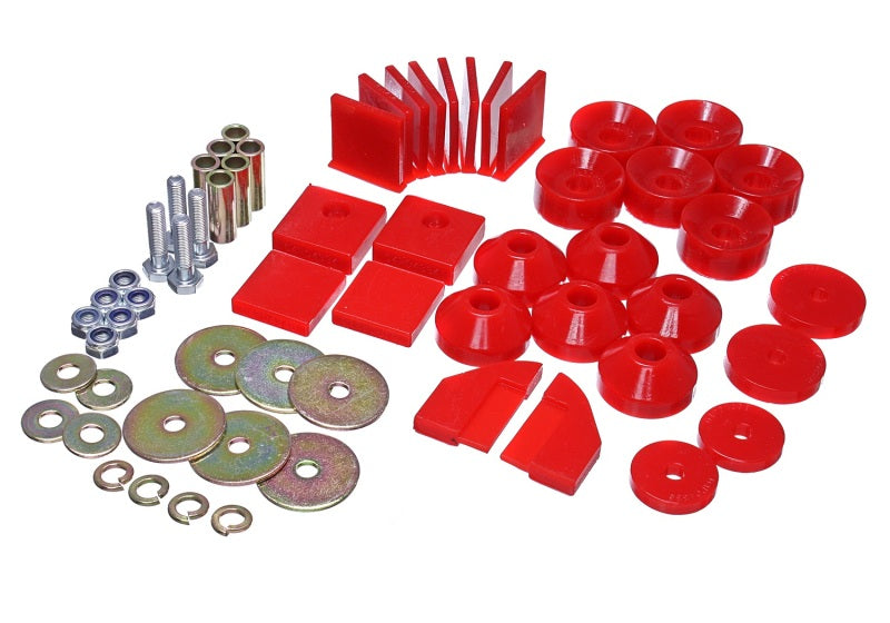 ES Body Mounts - Red - Energy Suspension 86-95 Suzuki Samurai Red Body Mount Set