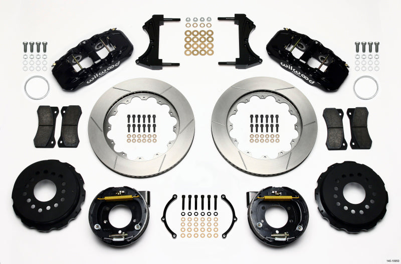 WIL Aero Brake Kit - Wilwood AERO4 Rear P-Brake Kit 14.00in 2005-2014 Mustang