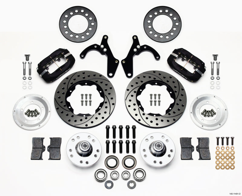 WIL Dynalite Brake Kit - Wilwood Forged Dynalite Front Kit 11.00in Drilled 55-57 Chevy