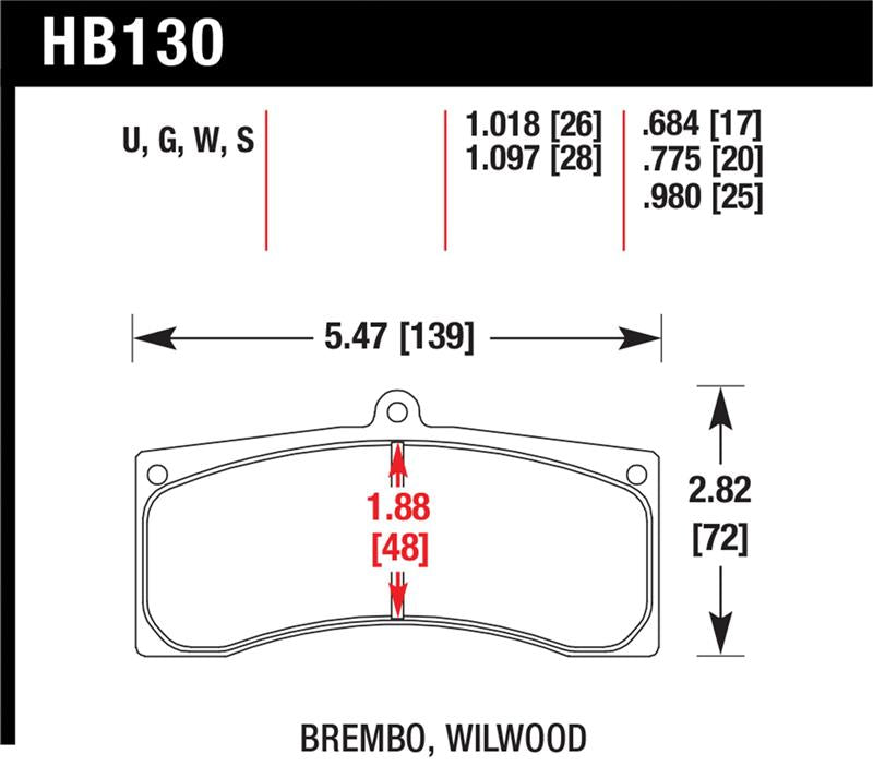 HAWK DTC-70 Brake Pad Sets - Hawk Universal Brembo DTC-70 Race Brake Pads Thickness 1.018