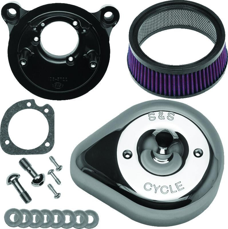 SSC Air Cleaner Kits - S&S Cycle 08-17 Touring/16-17 Softails Models Stealth Air Cleaner Kit w/ Chrome Teardrop Cover