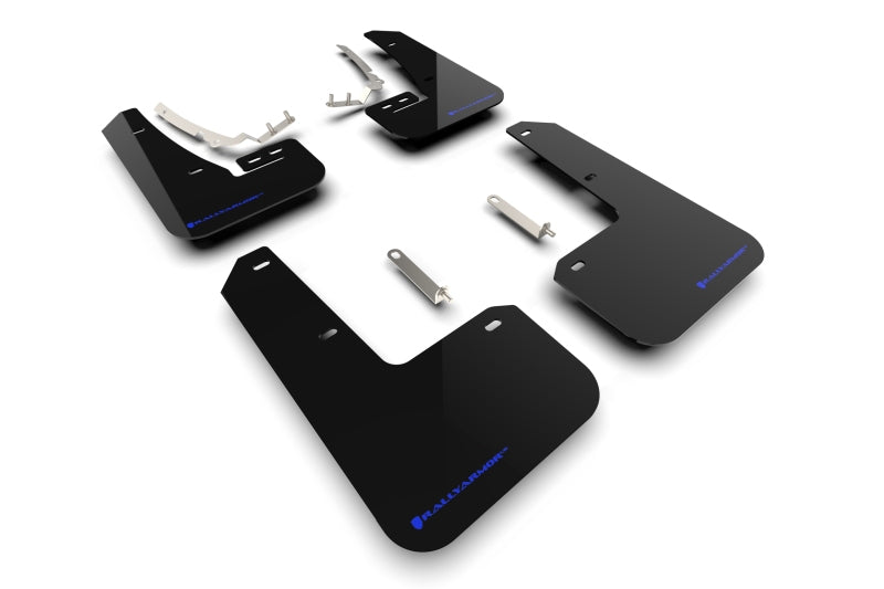 RAL UR Blk Flap/Blue Logo - Rally Armor 22-25 VW MK8 Golf GTI/R Black UR Mud Flap w/Blue Logo