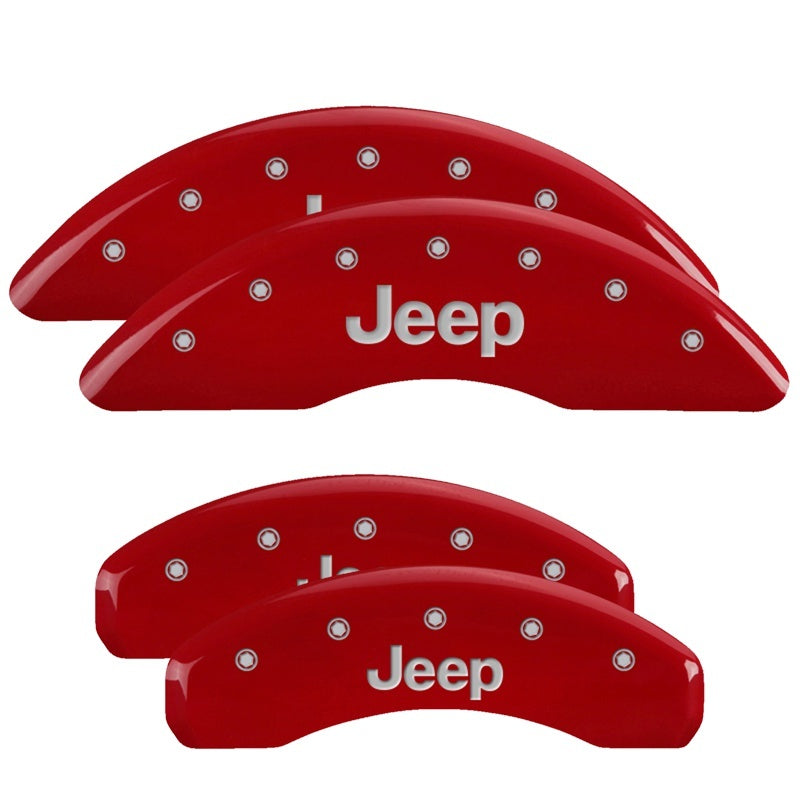 MGP Caliper Covers 4 Logo - MGP 4 Caliper Covers Engraved Front Rear JEEP Logo Engraved Red Finish Silver Characters