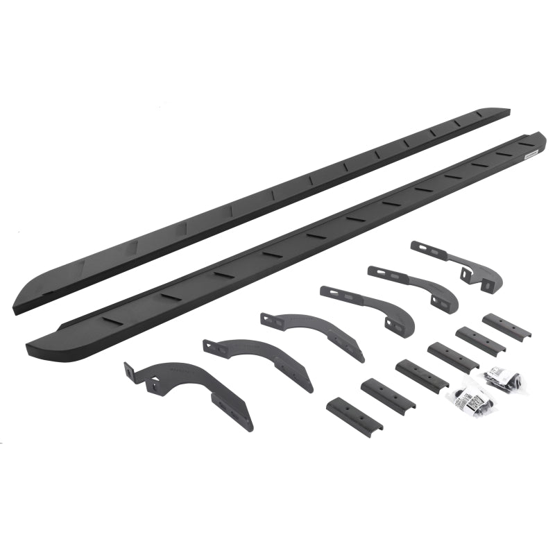 GOR RB10 Slim Running Boards - Go Rhino 05-22 Toyota Tacoma DC 4DR RB10 Slim Running Boards Kit (Incl. Brackets) - Tex. Blk