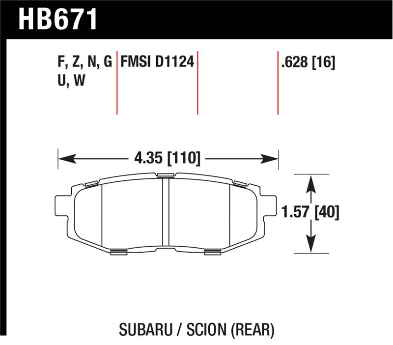 HAWK HPS Brake Pad Sets - Hawk 11+ Subaru Legacy GT HPS Street Rear Brake Pads